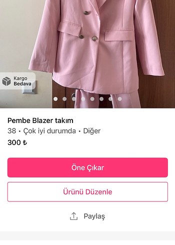 Pembe Mini Blazer Düğmeli Kadın Ceket