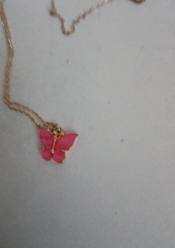 Pembe Zincir Detaylı Minimalist Kelebek Kolye - Görsel 5