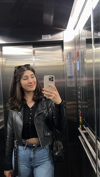 Stradivarius siyah deri ceket