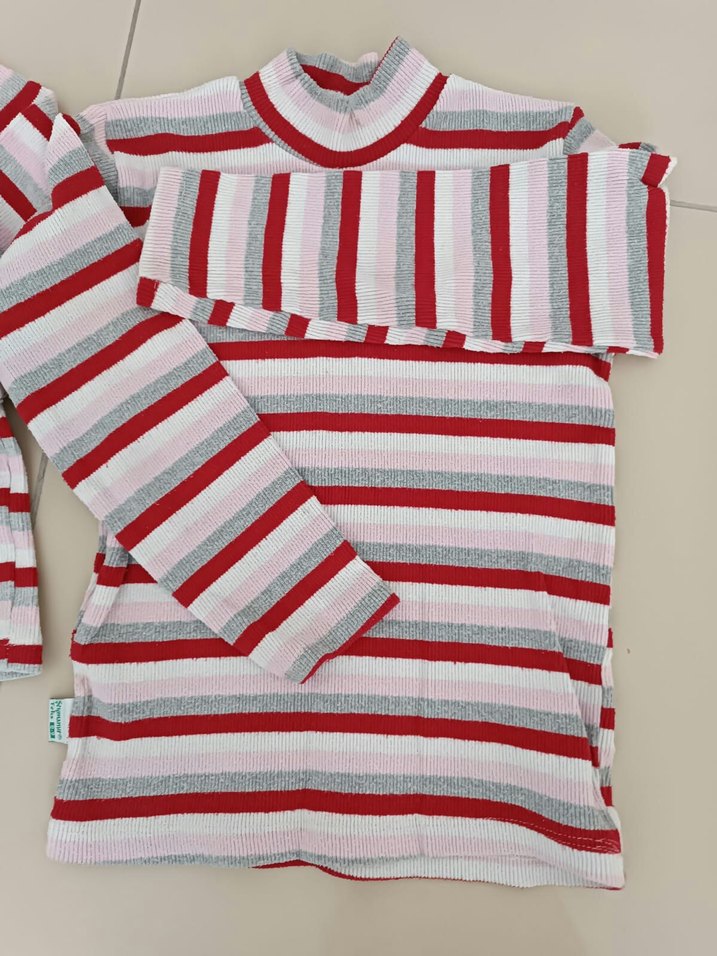 Kırmızı Gri Çizgili Çocuk badi - Görsel 3