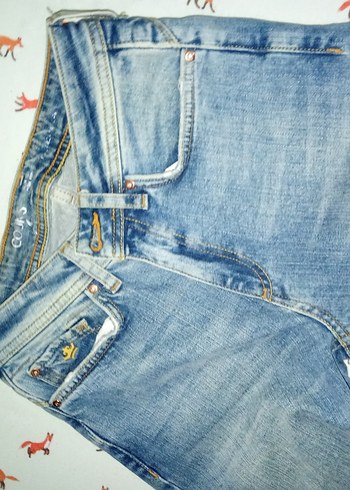 Mavi Düğmeli Kadın Denim Pantolon