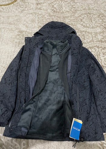 Columbia Gri Kapüşonlu içi polarlı mont - Görsel 4