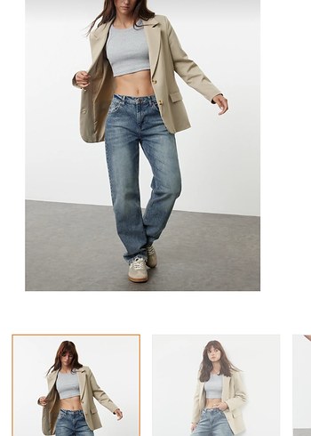 Soluk Mavi Loose Fit Midi Kadın Jean