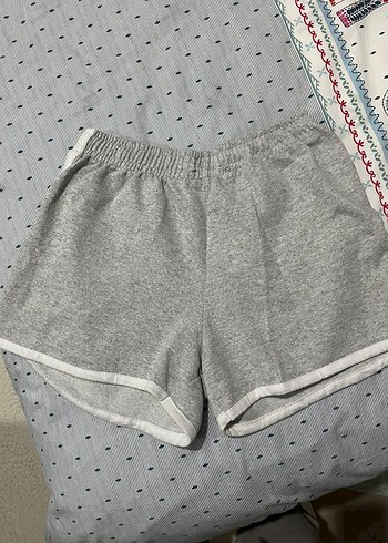 Gri Kadın Mini Şort, Bol Kesim, Günlük 2 li - Görsel 3