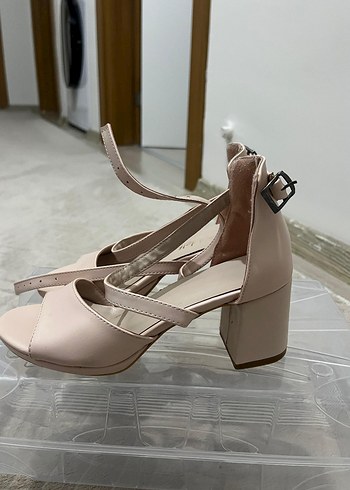 toz pembe Kadın Topuklu Sandalet - Görsel 2