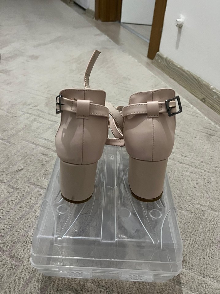 toz pembe Kadın Topuklu Sandalet - Görsel 4