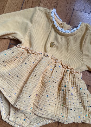 GB baby Sarı Kız Bebek Uzun Kollu eteği pullu Elbise - Görsel 2