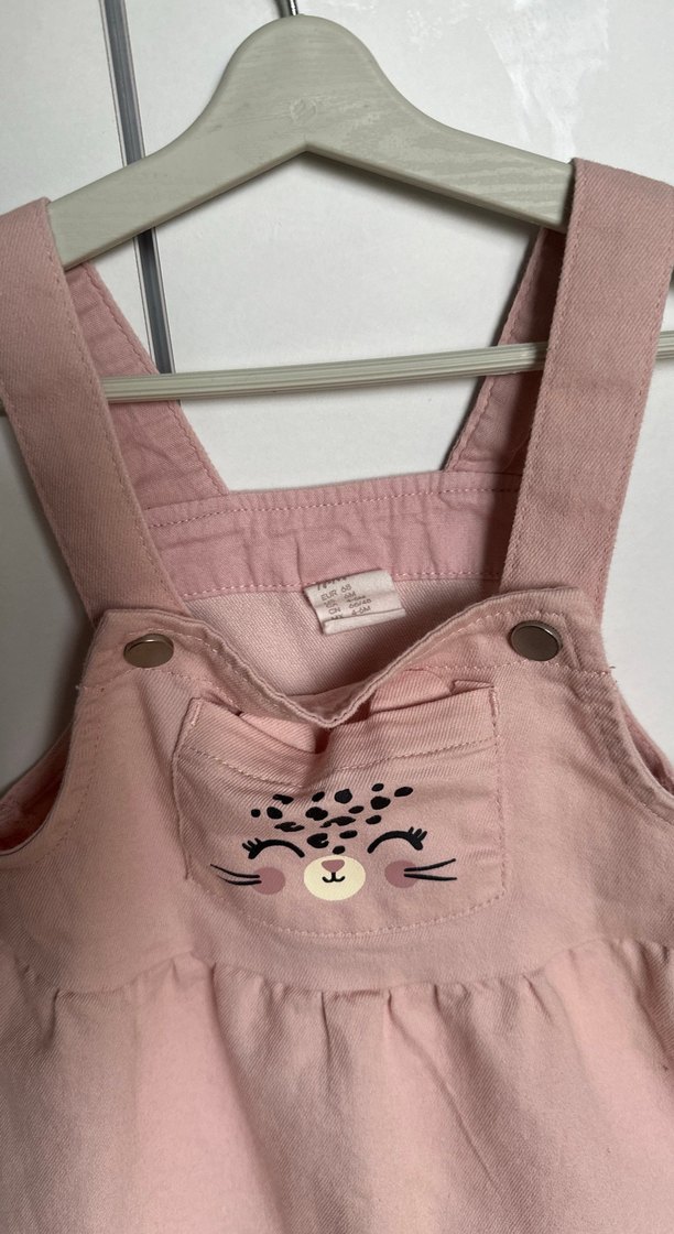 Kız bebek 4-6 ay açık pembe kot  elbise - Görsel 2