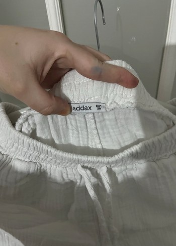 Beyaz Bol Kesim Keten Midi Pantolon - Görsel 2