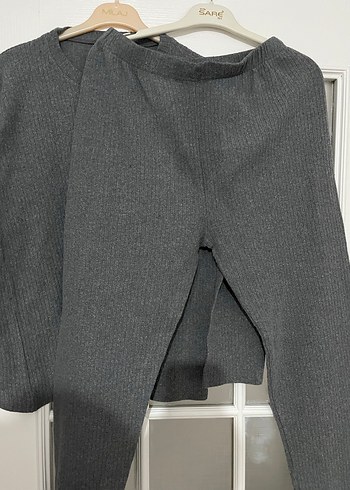 Gri Nakışlı Kadın Salaş Triko Kazak - Görsel 2