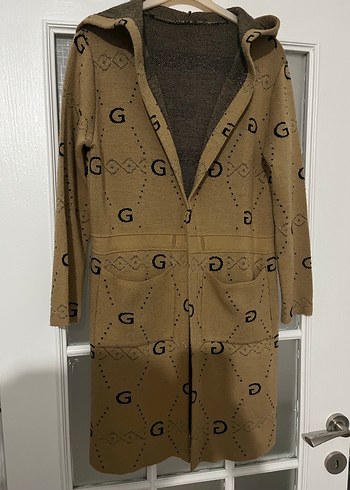 Uzun Kahverengi Triko hırka - Görsel 2