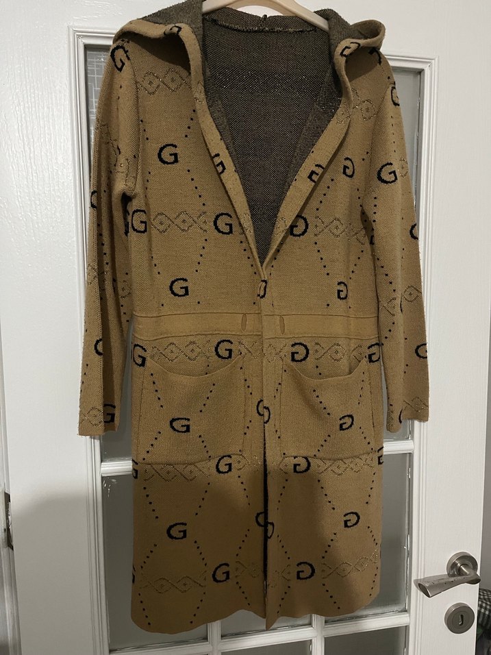 Uzun Kahverengi Triko hırka - Görsel 2