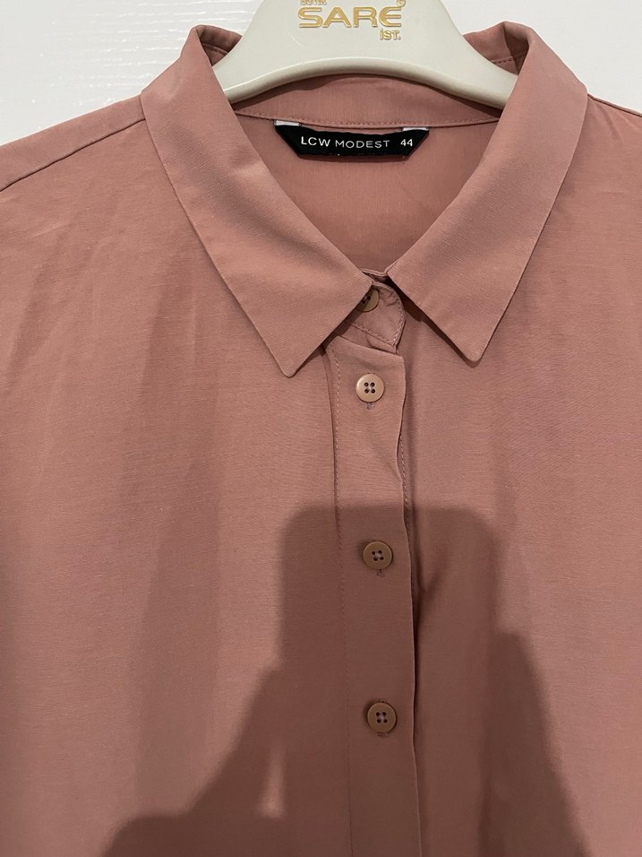 Bej Midi Kadın Gömlek - Görsel 3