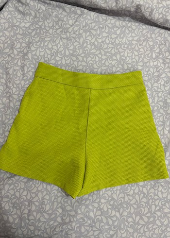 Yandan fermuarlı Yeşil Mini Kadın Şort - Görsel 2