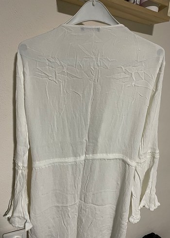 Uzun Beyaz Bohem Kadın kimono - Görsel 3