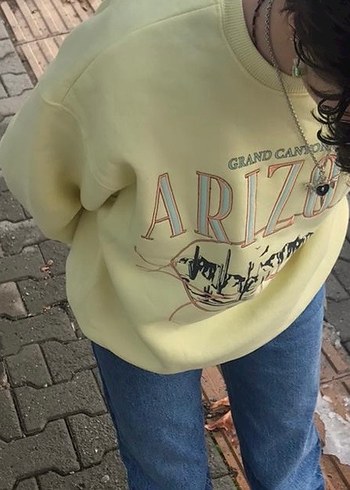 Diğer Sarı Pamuklu Bohem Kadın Sweatshirt
