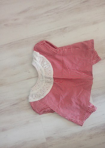 Kırmızı V Yaka Dantel Detaylı Vintage Hamile Bluzu