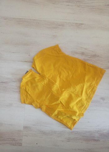 LC Waikiki Kız Çocuk Sarı Keten Kısa Kollu Fırfırlı Bluz
