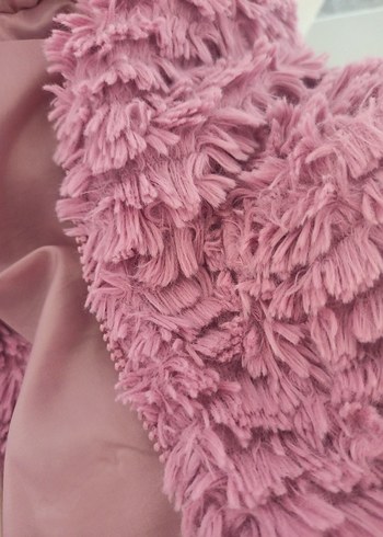 24-36 Ay Beden pembe Renk Kız Çocuk Pembe Kapüşonlu Peluş Ceket