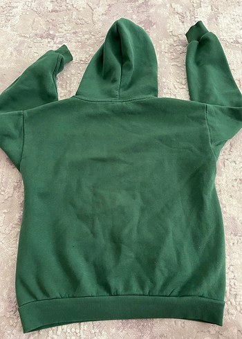 Kadın Koyu Yeşil Kapüşonlu Mavi Sweatshirt - Görsel 3