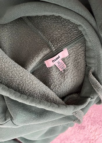 Kadın Koyu Yeşil Kapüşonlu Mavi Sweatshirt - Görsel 4