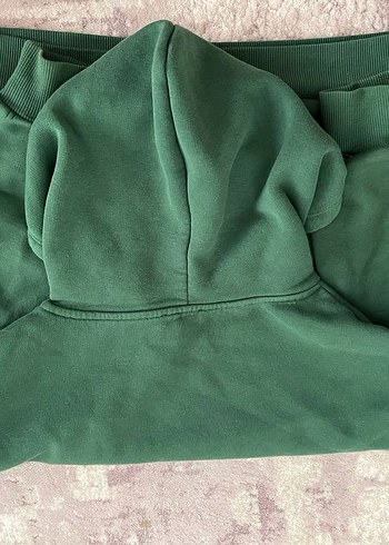 Kadın Koyu Yeşil Kapüşonlu Mavi Sweatshirt - Görsel 2