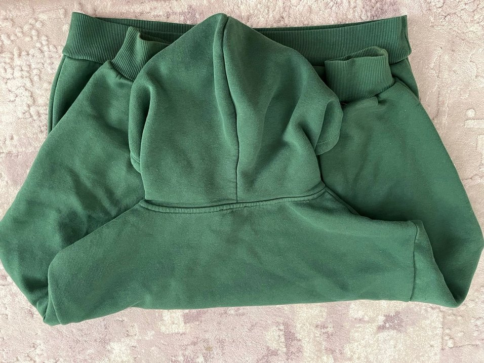 Kadın Koyu Yeşil Kapüşonlu Mavi Sweatshirt - Görsel 2