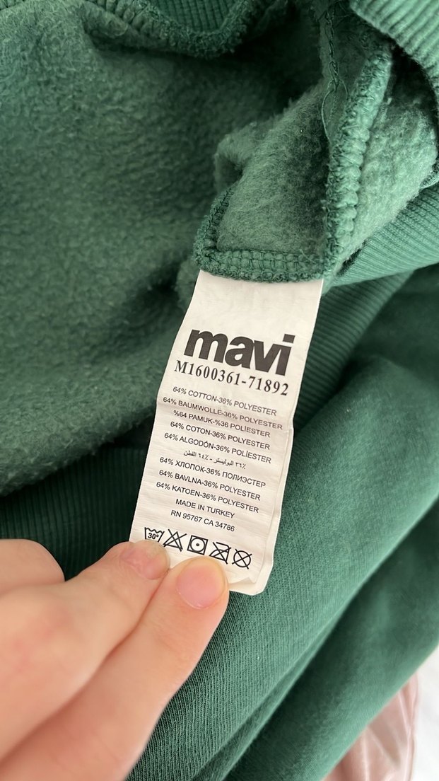 Kadın Koyu Yeşil Kapüşonlu Mavi Sweatshirt - Görsel 5