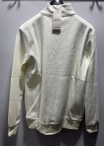 Beyaz Yarım Fermuarlı Erkek Sweatshirt - Görsel 3