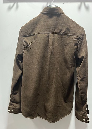 Erkek kahverengi kadife uzun kollu gömlek - Görsel 3