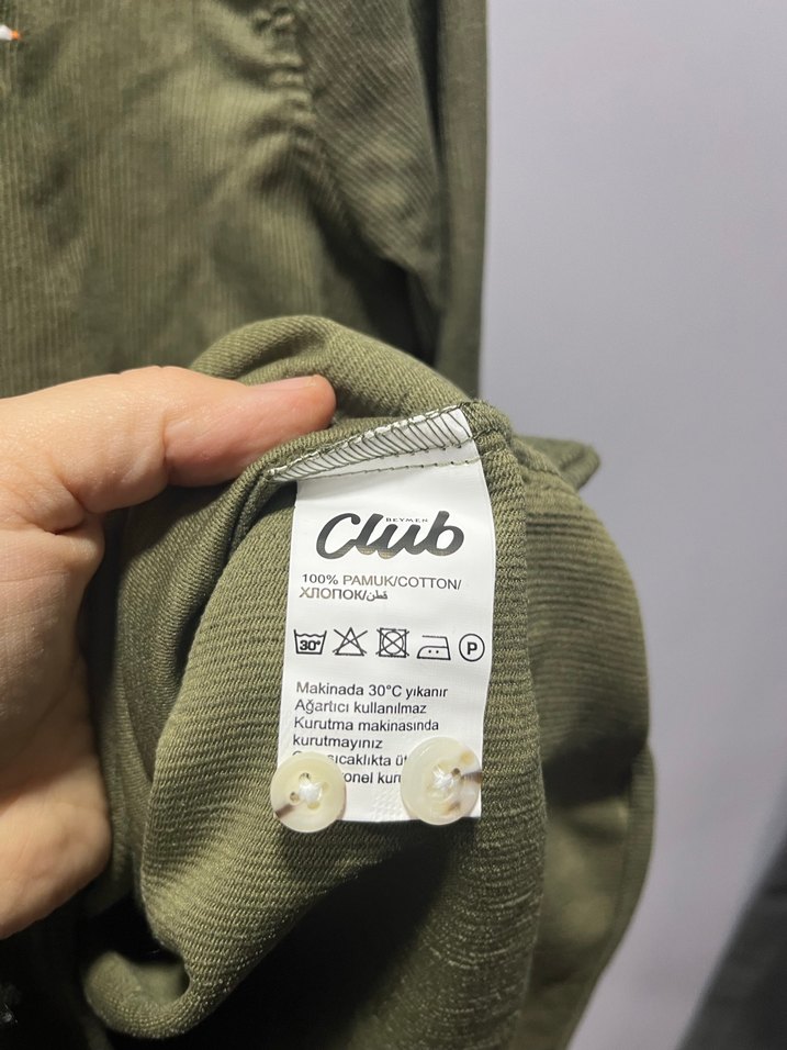 Erkek Haki Düğmeli Uzun Kollu Gömlek - Görsel 5