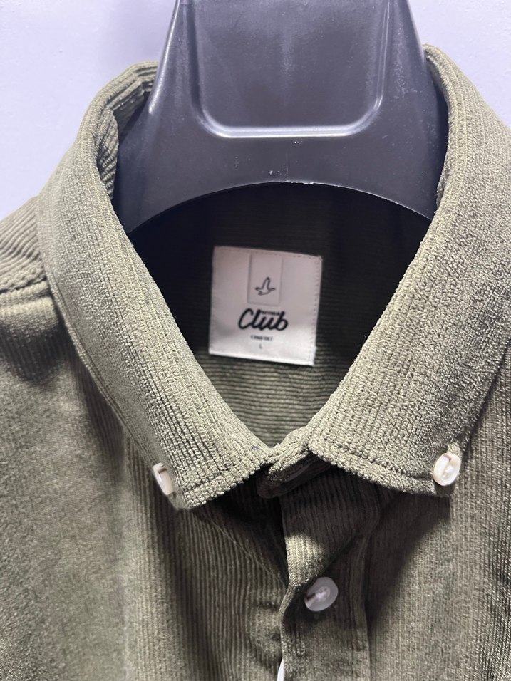 Erkek Haki Düğmeli Uzun Kollu Gömlek - Görsel 3