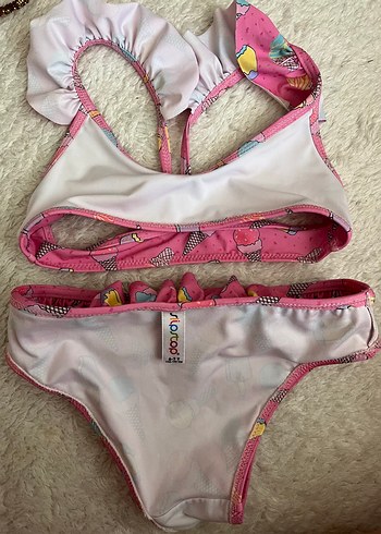 Diğer Pembe Renkli Dondurma Desenli Kız Bikini