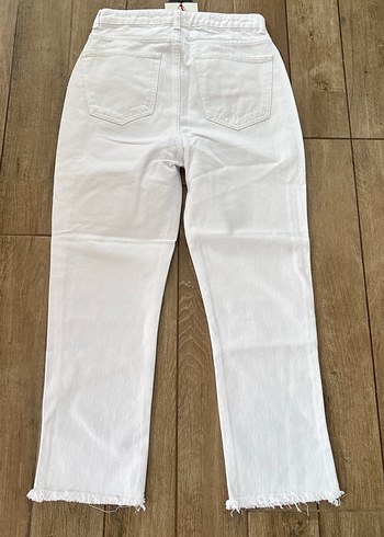 38 Beden beyaz Renk Beyaz Midi Regular Fit Kot Pantolon