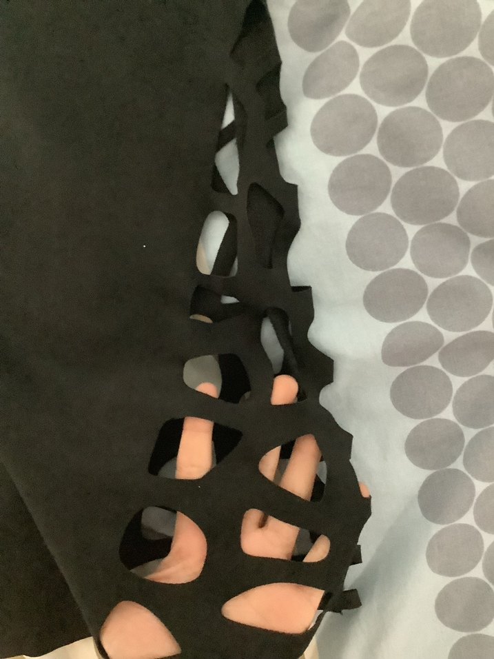 Kadın Siyah Süet Kalem Etek, Yırtmaçlı - Görsel 2