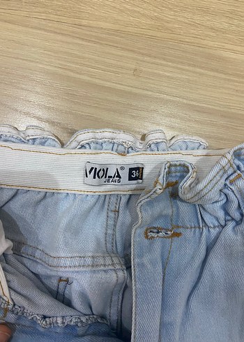 Diğer Kadın Mavi Bel Detaylı Bol Kesim Midi Kot Pantolon