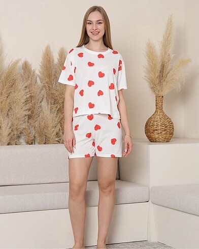 s Beden çeşitli Renk T-shirt şort pijama takımı