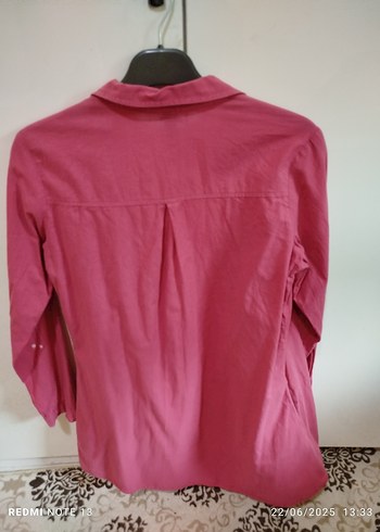 Diğer Düğmeli Pembe Keten Bohem Kadın Gömlek