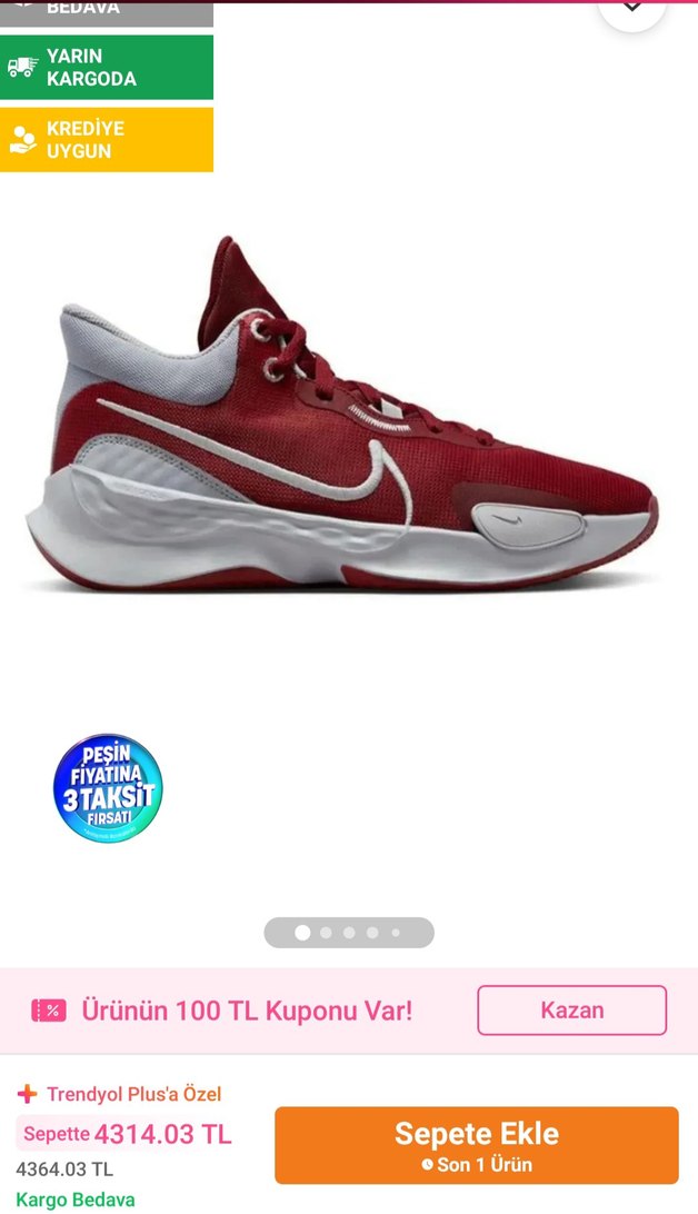 Bordo Gri Nike Basketbol Ayakkabısı - Görsel 4