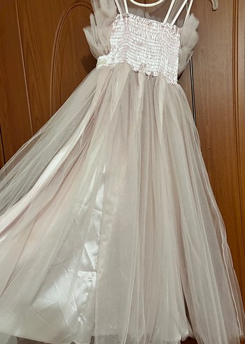 Toz pembe Kız Çocuk Fırfırlı Askılı Elbise - Görsel 5