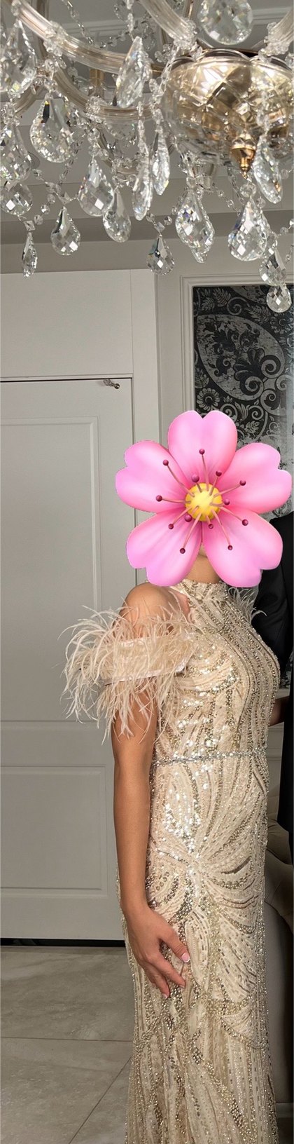 Krem rengi uzun şık abiye - Görsel 3