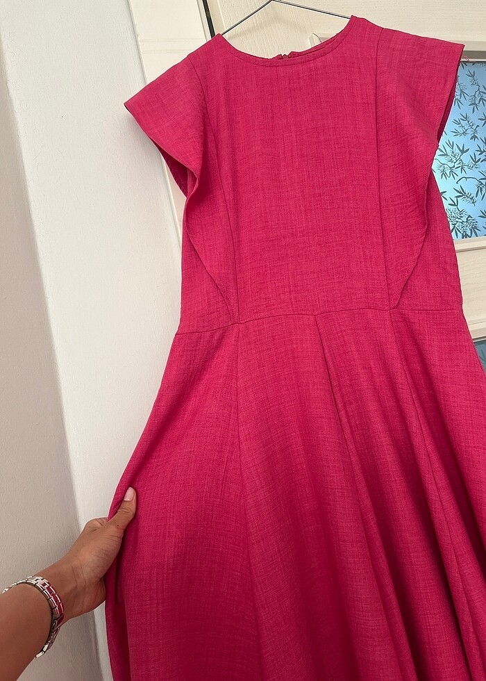 Yazlık fuşya pembe elbise - Görsel 4
