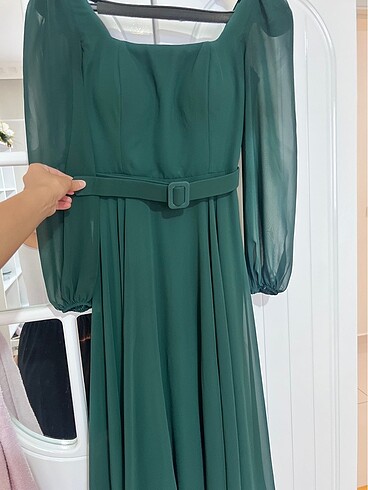 Midi boy şifon , kare yaka - Görsel 5