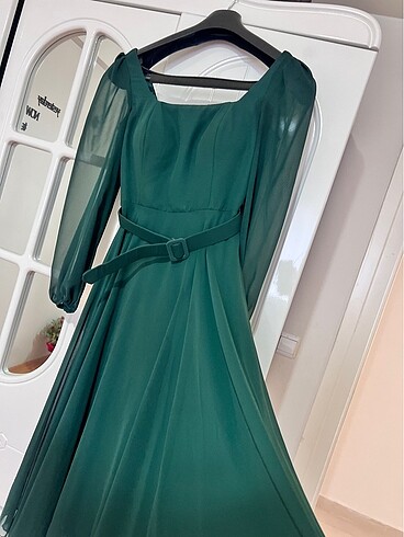 Midi boy şifon , kare yaka - Görsel 4