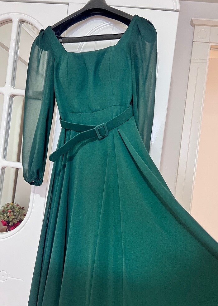 Midi boy şifon , kare yaka - Görsel 3