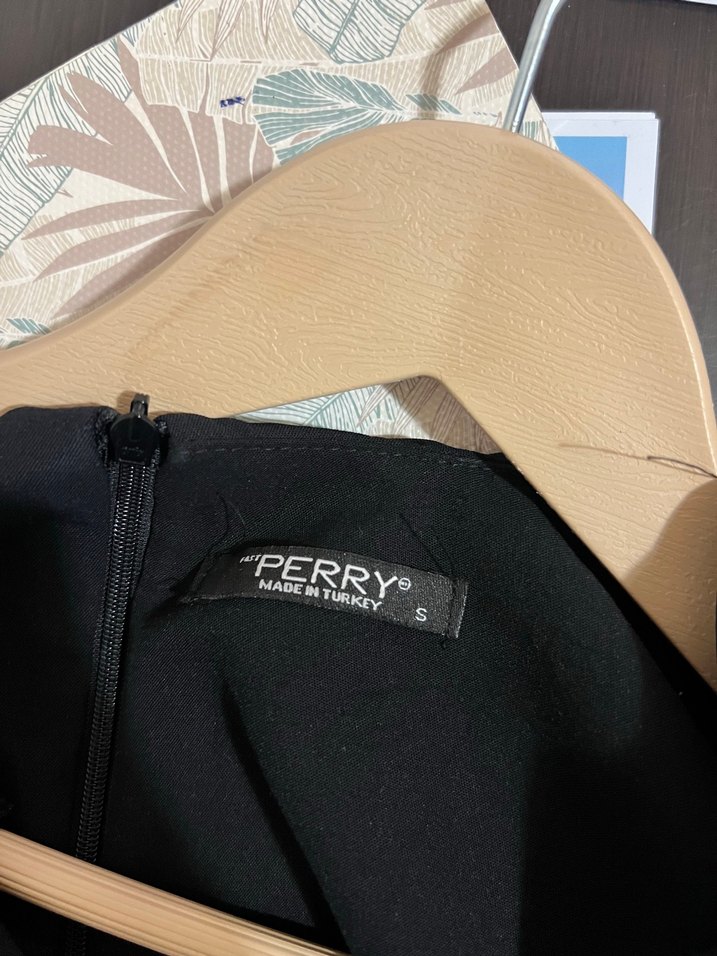 Siyah V Yaka Drapeli Midi Elbise - Görsel 5