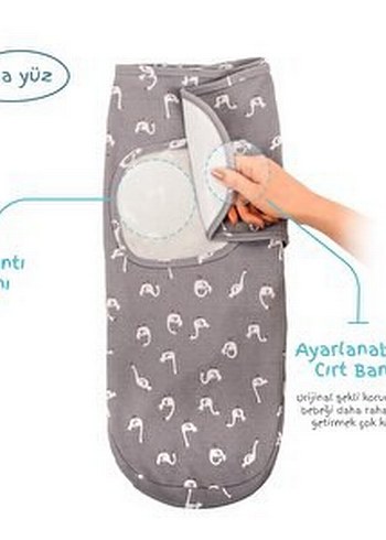 Gri Baskılı Bebek Kundak Örtüsü - Görsel 2