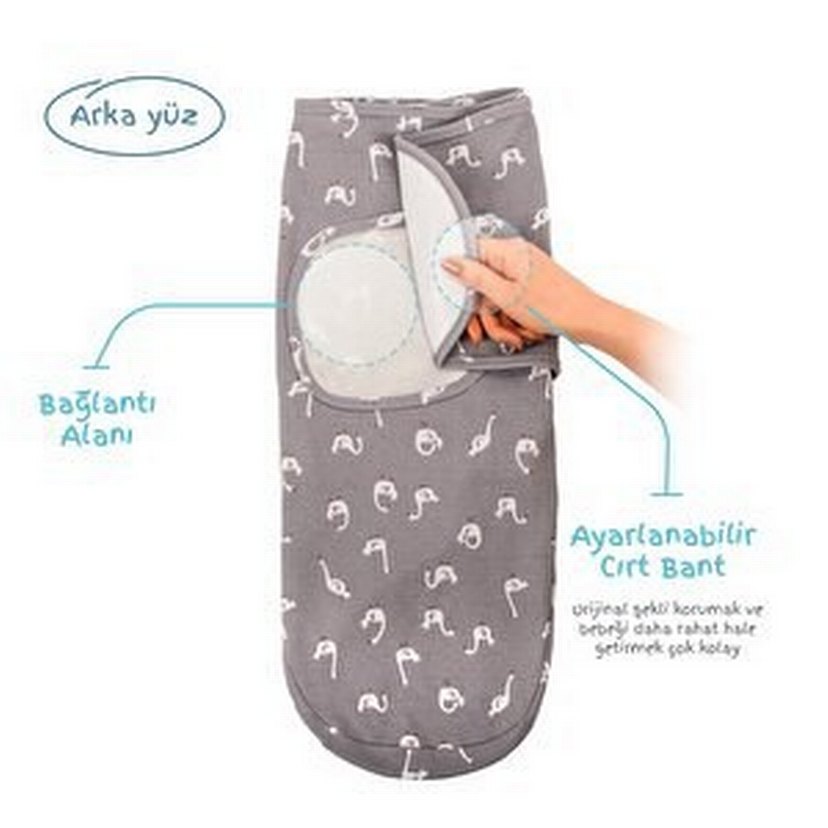 Gri Baskılı Bebek Kundak Örtüsü - Görsel 2