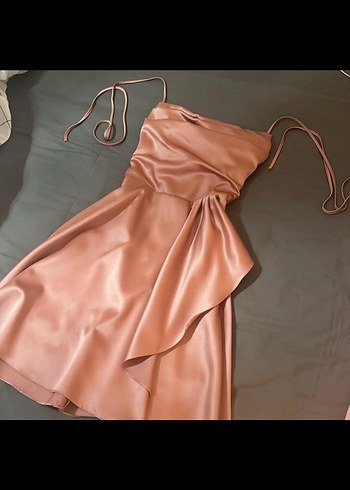 Toz pembe mini Elbise