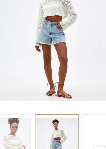 Kadın Beyaz yırtık Detaylı Şort - Görsel 2